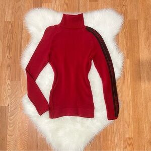 Vintage Bebe Red Logo Turtleneck Sweater Made in Italy Y2K Stretch Knit Small